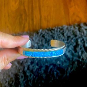 Sterling silver with gems cuff bracelet | one size